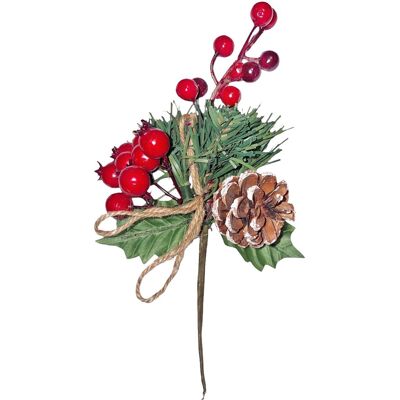 Theme Machine Tige Artificielle De Noël 23cm Rouge Berry & Branche Pin Décoration - Publicité Theme Machine Tige Artificielle De Noël 23cm Rouge Berry & Branche Pin Décoration - Publicité