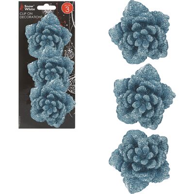 Snow White Set De 3 Paillettes Rose Fleurs Avec Clip Décorations Arbre De Noël - Glace Bleu - Publicité Snow White Set De 3 Paillettes Rose Fleurs Avec Clip Décorations Arbre De Noël - Glace Bleu - Publicité