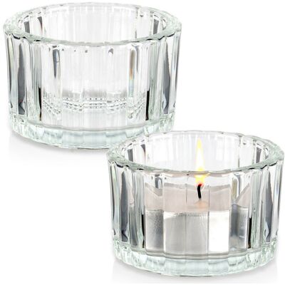 Sans Marque Photophore En Verre 5,7 Cm 2 Pièces. Publicité Sans Marque Photophore En Verre 5,7 Cm 2 Pièces. Publicité