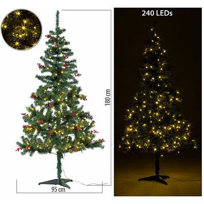 Sapin De Noël Artificiel 180 Cm Avec 240 led Et Baies Rouges - Infactory - Publicité Sapin De Noël Artificiel 180 Cm Avec 240 led Et Baies Rouges - Infactory - Publicité