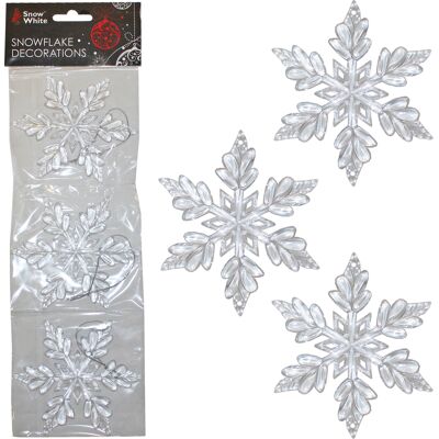 Snow White Décoration De Noël Pack De 3 Flocons De Neige Suspendus En Acrylique Transparent - Publicité Snow White Décoration De Noël Pack De 3 Flocons De Neige Suspendus En Acrylique Transparent - Publicité