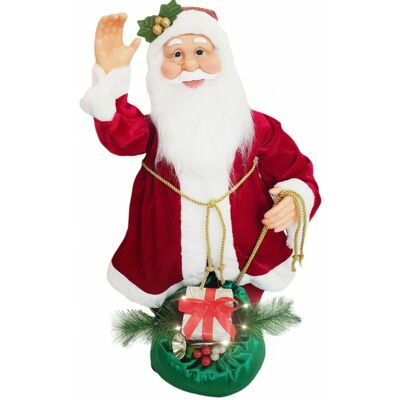 Santa Rouge Avec Robe De Velours 80cm Avec Musique Lumières Mouvement - Publicité Santa Rouge Avec Robe De Velours 80cm Avec Musique Lumières Mouvement - Publicité