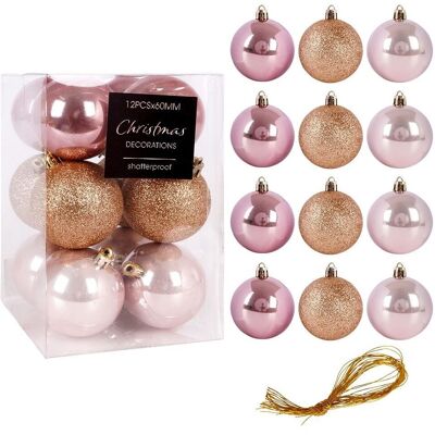 Sans Marque Boules De Noël Roses Incassables 6 Cm 12 Pièces. Publicité Sans Marque Boules De Noël Roses Incassables 6 Cm 12 Pièces. Publicité