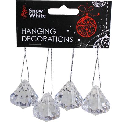 Snow White Décorations En Acrylique Transparent Pour Arbre De Noël - 4 Paquet 4cm Gemmes - Publicité Snow White Décorations En Acrylique Transparent Pour Arbre De Noël - 4 Paquet 4cm Gemmes - Publicité