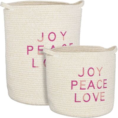 Mica Decorations Panier De Rangement - Lot De 2 - H46 X Ø33 Cm - Coton - Blanc - Publicité Mica Decorations Panier De Rangement - Lot De 2 - H46 X Ø33 Cm - Coton - Blanc - Publicité
