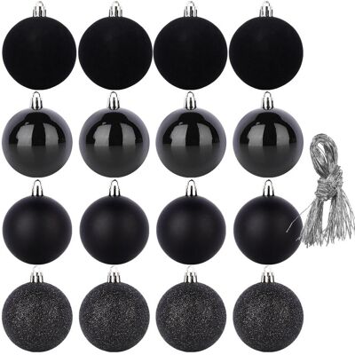 Artemis Ensemble De 16 Boules De Noël Incassables Noires Pour Sapin De Noël - Publicité Artemis Ensemble De 16 Boules De Noël Incassables Noires Pour Sapin De Noël - Publicité