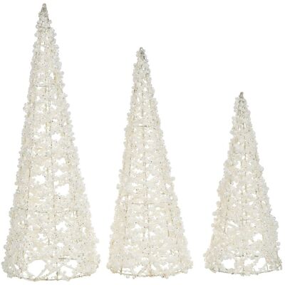 Beliani Lot De 3 Sapins De Noël Décoratifs En Fil Métallique Accessoire Figurine Blanc - Publicité Beliani Lot De 3 Sapins De Noël Décoratifs En Fil Métallique Accessoire Figurine Blanc - Publicité