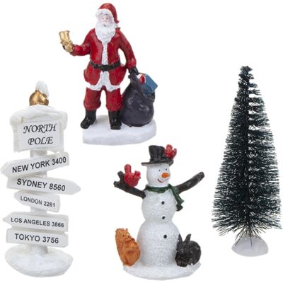 Snow White Décoration Scène Village De Noël - 2 Figurines / Arbre / Signe - Publicité Snow White Décoration Scène Village De Noël - 2 Figurines / Arbre / Signe - Publicité