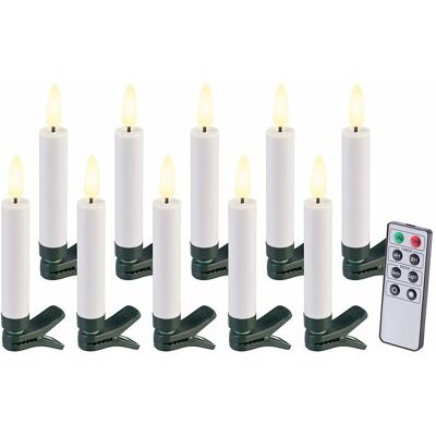 Lunartec 10 Bougies Led Télécommandées Effet Flamme Pour Sapin De Noël - Coloris Blanc - - Publicité Lunartec 10 Bougies Led Télécommandées Effet Flamme Pour Sapin De Noël - Coloris Blanc - - Publicité