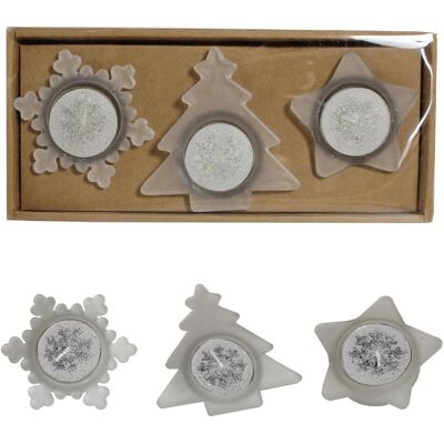 Snow White Noël Photophore Bougies & Support Set - Arbre Étoile & Flocon De Neige - Argent - Publicité Snow White Noël Photophore Bougies & Support Set - Arbre Étoile & Flocon De Neige - Argent - Publicité
