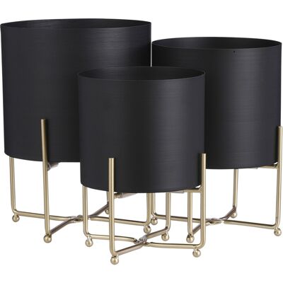 Mica Decorations Aries Pot De Fleurs Sur Support - Lot De 3 - H32 X Ø24 Cm - Noi - Publicité Mica Decorations Aries Pot De Fleurs Sur Support - Lot De 3 - H32 X Ø24 Cm - Noi - Publicité