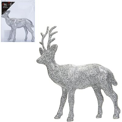 Snow White Renne Debout En Paillettes De 17cm Décoration De Noël - Argent - Publicité Snow White Renne Debout En Paillettes De 17cm Décoration De Noël - Argent - Publicité