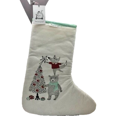 Bloomingville Chaussette Noël Blanche Motif Sapin Et Animaux 46 X 38 Cm Env - Publicité Bloomingville Chaussette Noël Blanche Motif Sapin Et Animaux 46 X 38 Cm Env - Publicité