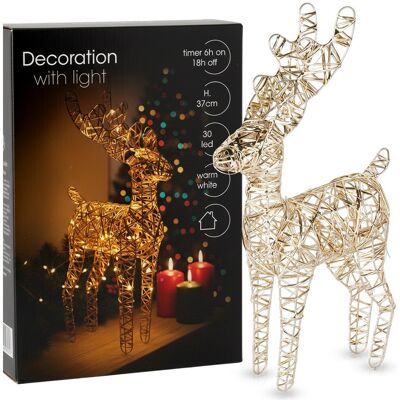Artemis Renne Décoratif De Noël Doré Lumineux, 30 Led, 37 Cm - Publicité Artemis Renne Décoratif De Noël Doré Lumineux, 30 Led, 37 Cm - Publicité