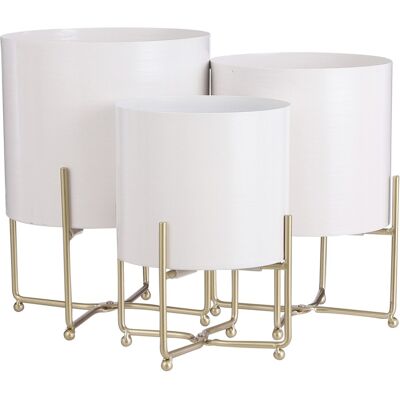 Mica Decorations Aries Pot De Fleurs Sur Support - Lot De 3 - H32 X Ø24 Cm - Bla - Publicité Mica Decorations Aries Pot De Fleurs Sur Support - Lot De 3 - H32 X Ø24 Cm - Bla - Publicité