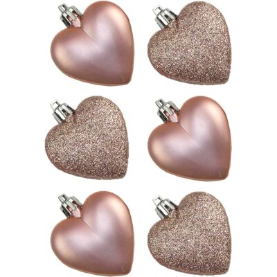 Theme Machine Pack De 6 Cœurs En Paillettes / Unis Décoration De Noël - Or Rose - Publicité Theme Machine Pack De 6 Cœurs En Paillettes / Unis Décoration De Noël - Or Rose - Publicité