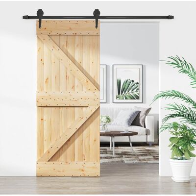 Porte Coulissante Naturel Et Noir 85 X 210 Cm Vidaxl - Publicité Porte Coulissante Naturel Et Noir 85 X 210 Cm Vidaxl - Publicité