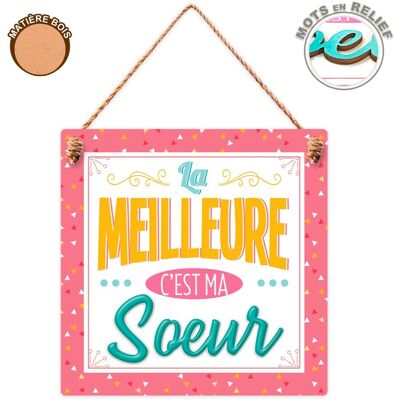 Stc Plaque Bois \"Meilleure Soeur\ - Publicité Stc Plaque Bois \"Meilleure Soeur\ - Publicité