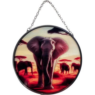Thorness Elephant Design 6-Inch Stained Glass Suncatcher - Window Hanging Decor - Publicité Thorness Elephant Design 6-Inch Stained Glass Suncatcher - Window Hanging Decor - Publicité