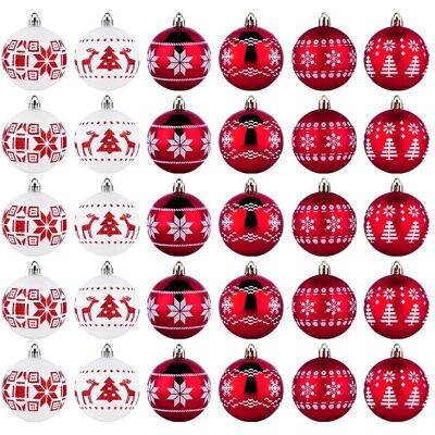 Artemis Lot De 30 Boules De Noël Incassables Blanches Et Rouges - Publicité Artemis Lot De 30 Boules De Noël Incassables Blanches Et Rouges - Publicité