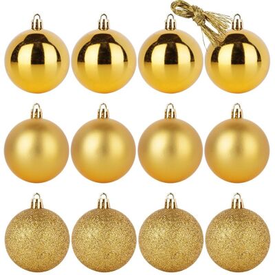 Artemis Lot De 12 Boules De Noël Incassables Dorées Pour Sapin De Noël - Publicité Artemis Lot De 12 Boules De Noël Incassables Dorées Pour Sapin De Noël - Publicité