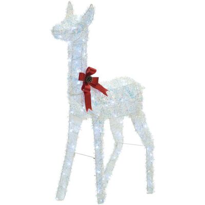 Beliani Décoration Led De Noël En Métal Forme De Cerf 110 Cm Accessoire Extérieur Blanc - Publicité Beliani Décoration Led De Noël En Métal Forme De Cerf 110 Cm Accessoire Extérieur Blanc - Publicité