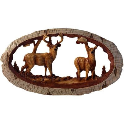Thorness Effet Bois Stag & Doe Ornement – Figurine Animale Décorative - Publicité Thorness Effet Bois Stag & Doe Ornement – Figurine Animale Décorative - Publicité