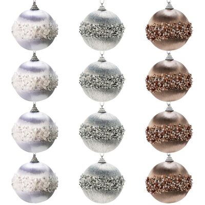 Sans Marque Boules De Noël Incassables Blanches Argentées Champagne 8 Cm 12 Pièces. Publicité Sans Marque Boules De Noël Incassables Blanches Argentées Champagne 8 Cm 12 Pièces. Publicité