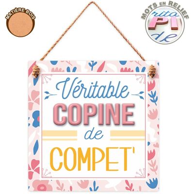 Stc Plaque Bois \"Véritable Copine\ - Publicité Stc Plaque Bois \"Véritable Copine\ - Publicité