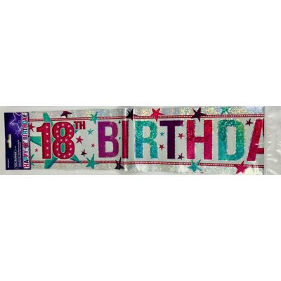 Amscan Bâche Bannière Joyeux 18e Anniversaire Rose En Foil Party 9900024 - Publicité Amscan Bâche Bannière Joyeux 18e Anniversaire Rose En Foil Party 9900024 - Publicité
