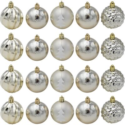 Pms International Boules De Noël 20 Décorations Sapin Multi Finition 60mm Or Champagne - Publicité Pms International Boules De Noël 20 Décorations Sapin Multi Finition 60mm Or Champagne - Publicité