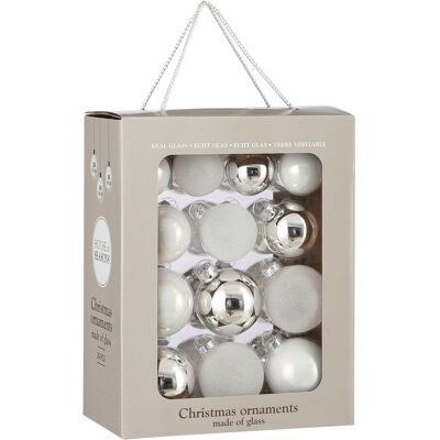 Mica Decorations Boules De Noël - 26 Pièces - Ø7 Cm - Verre - Blanc - Publicité Mica Decorations Boules De Noël - 26 Pièces - Ø7 Cm - Verre - Blanc - Publicité