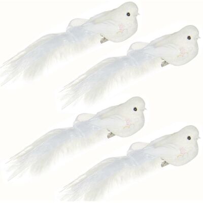 Décoration De Noël Premier, 12cm, 4 Pack, Clip Sur Les Oiseaux - Blanc - Publicité Décoration De Noël Premier, 12cm, 4 Pack, Clip Sur Les Oiseaux - Blanc - Publicité