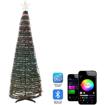 Sapin de Noël LED Beliani - 160 cm - Commande via appli, Changement de couleur, Minuterie - Publicité Sapin de Noël LED Beliani - 160 cm - Commande via appli, Changement de couleur, Minuterie - Publicité