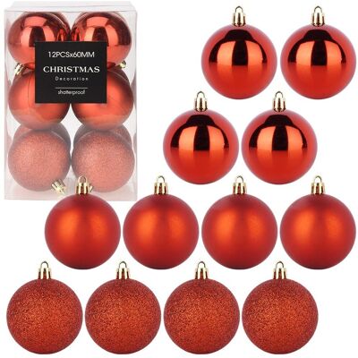 Sans Marque Boules De Noël Incassables Rouges 6 Cm 12 Pièces. Publicité Sans Marque Boules De Noël Incassables Rouges 6 Cm 12 Pièces. Publicité
