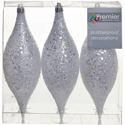 Premier 3 Paquet 18cm Paillette Cônes Noël Arbre Décoration Tenture - Blanc - Publicité Premier 3 Paquet 18cm Paillette Cônes Noël Arbre Décoration Tenture - Blanc - Publicité