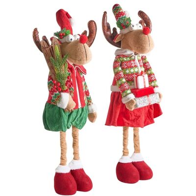 Beliani Ensemble De 2 Décorations De Noël En Tissu En Forme De Renne Télescopique - Publicité Beliani Ensemble De 2 Décorations De Noël En Tissu En Forme De Renne Télescopique - Publicité