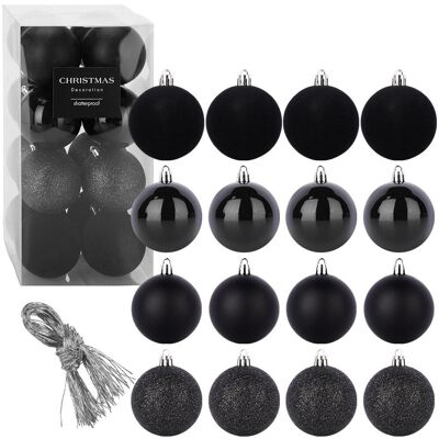 Sans Marque Boules De Noël Incassables Noires 8 Cm 16 Pièces. Publicité Sans Marque Boules De Noël Incassables Noires 8 Cm 16 Pièces. Publicité
