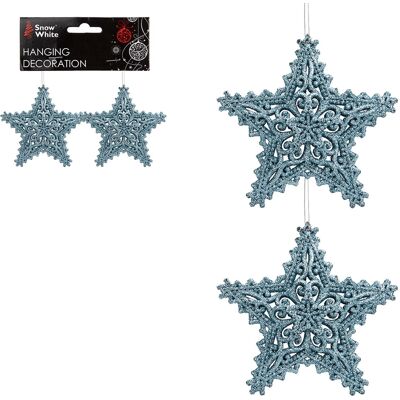 Snow White Décoration De Sapin De Noël En Paillettes Glacées Bleues 2 Packs D'Étoiles - Publicité Snow White Décoration De Sapin De Noël En Paillettes Glacées Bleues 2 Packs D'Étoiles - Publicité
