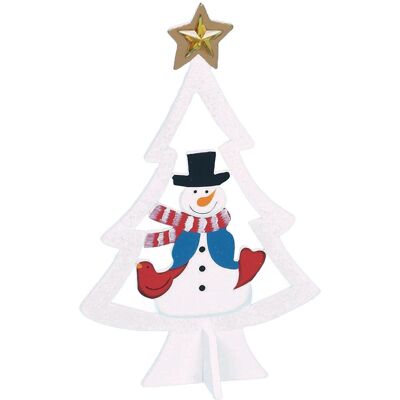 Décoration De Sapin En Bois Avec Personnage Premier 25cm Blanc Bonhomme De Neige - Publicité Décoration De Sapin En Bois Avec Personnage Premier 25cm Blanc Bonhomme De Neige - Publicité