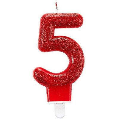 Bougies D’anniversaire 5 Ans Pailletées Rouges Décoration 7.6cm Amscan 9900766 - Publicité Bougies D’anniversaire 5 Ans Pailletées Rouges Décoration 7.6cm Amscan 9900766 - Publicité