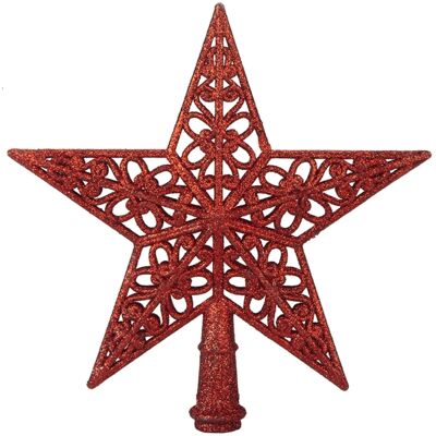 Snow White Noël Arbre Haut Étoile Décoration - 20cm Complet Paillette - Rouge - Publicité Snow White Noël Arbre Haut Étoile Décoration - 20cm Complet Paillette - Rouge - Publicité
