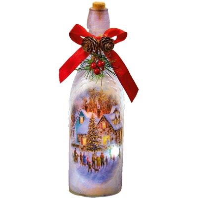 Premier Noël Allumer Verre Bouteille Décoration 30cm Avec Leds Pile Puissance - Maison - Publicité Premier Noël Allumer Verre Bouteille Décoration 30cm Avec Leds Pile Puissance - Maison - Publicité