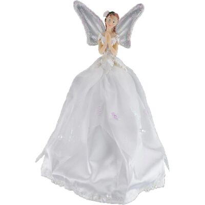 Theme Machine Sapin De Noël Col Étoile Ange Décoration 23cm Blanc Avec Détail Scintillant - Publicité Theme Machine Sapin De Noël Col Étoile Ange Décoration 23cm Blanc Avec Détail Scintillant - Publicité