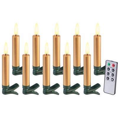 Lunartec 10 Bougies Led Télécommandées Effet Flamme Pour Sapin De Noël - Coloris Doré - - Publicité Lunartec 10 Bougies Led Télécommandées Effet Flamme Pour Sapin De Noël - Coloris Doré - - Publicité