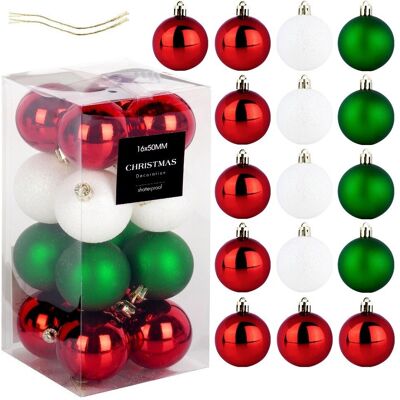 Sans Marque Boules De Noël Incassables Rouge Vert Blanc 5 Cm 16 Pcs. Publicité Sans Marque Boules De Noël Incassables Rouge Vert Blanc 5 Cm 16 Pcs. Publicité