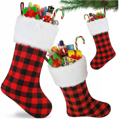 Sans Marque Chaussette Noël Carreaux Rouges Et Noirs 43cm - Publicité Sans Marque Chaussette Noël Carreaux Rouges Et Noirs 43cm - Publicité