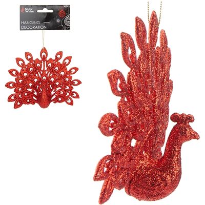 Snow White Décoration De Sapin De Noël En Paillettes Rouges Oiseau Paon 15cm - Publicité Snow White Décoration De Sapin De Noël En Paillettes Rouges Oiseau Paon 15cm - Publicité