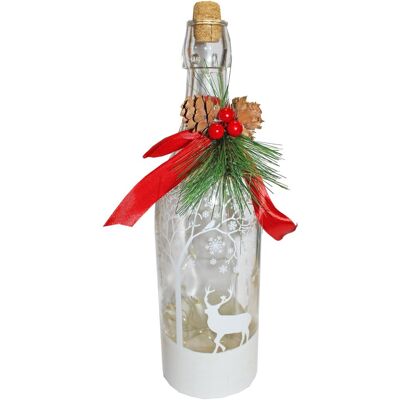 Premier Noël Allumer Verre Bouteille Décoration 30cm Avec Leds Batterie Puissance Renne - Publicité Premier Noël Allumer Verre Bouteille Décoration 30cm Avec Leds Batterie Puissance Renne - Publicité