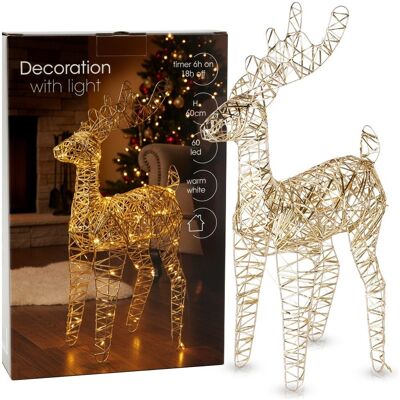 Artemis Figurine Décorative De Noël Renne Doré Lumineux, 60 Led, 60 Cm - Publicité Artemis Figurine Décorative De Noël Renne Doré Lumineux, 60 Led, 60 Cm - Publicité